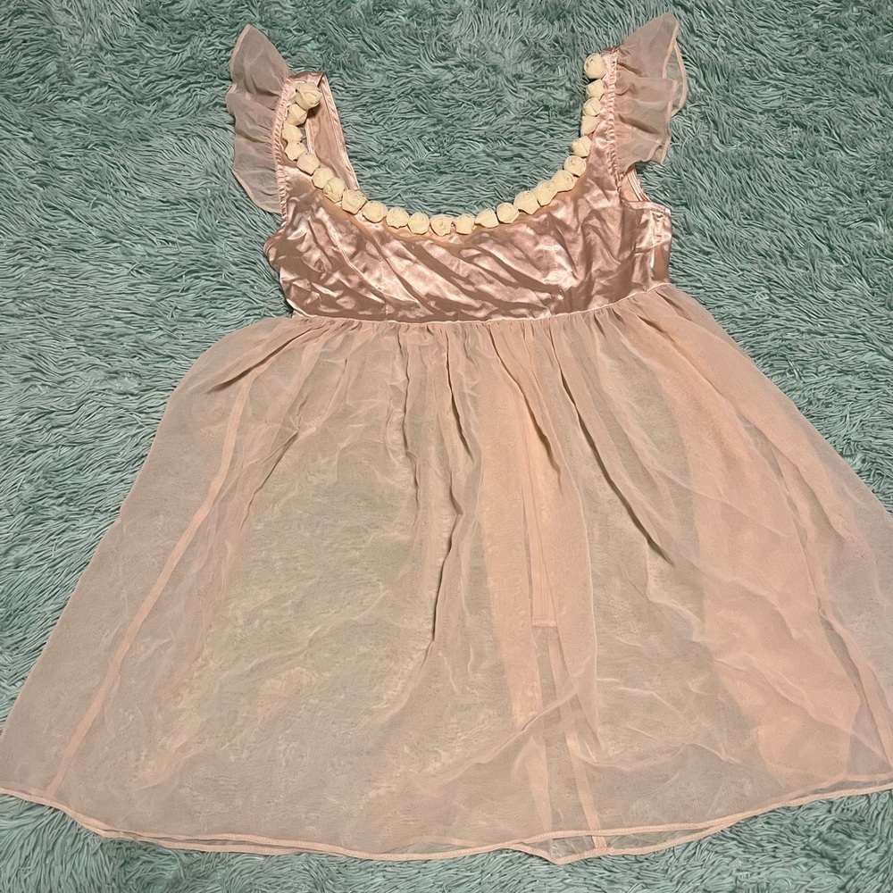 Dolls Kill Sugar Thrillz Pink Baby Doll Dress/Night Gown